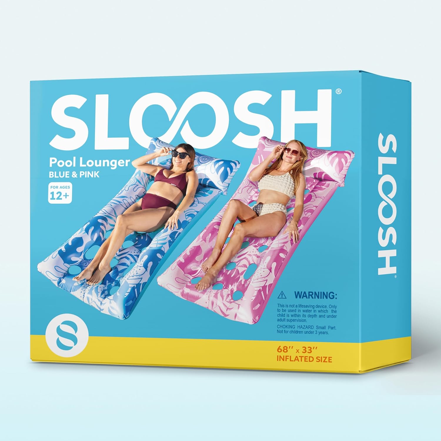 Thumbnail 6 de Sloosh Inflatable Pool Lounger Loungers (2 Pack) with Headrest and Water Flow Vents