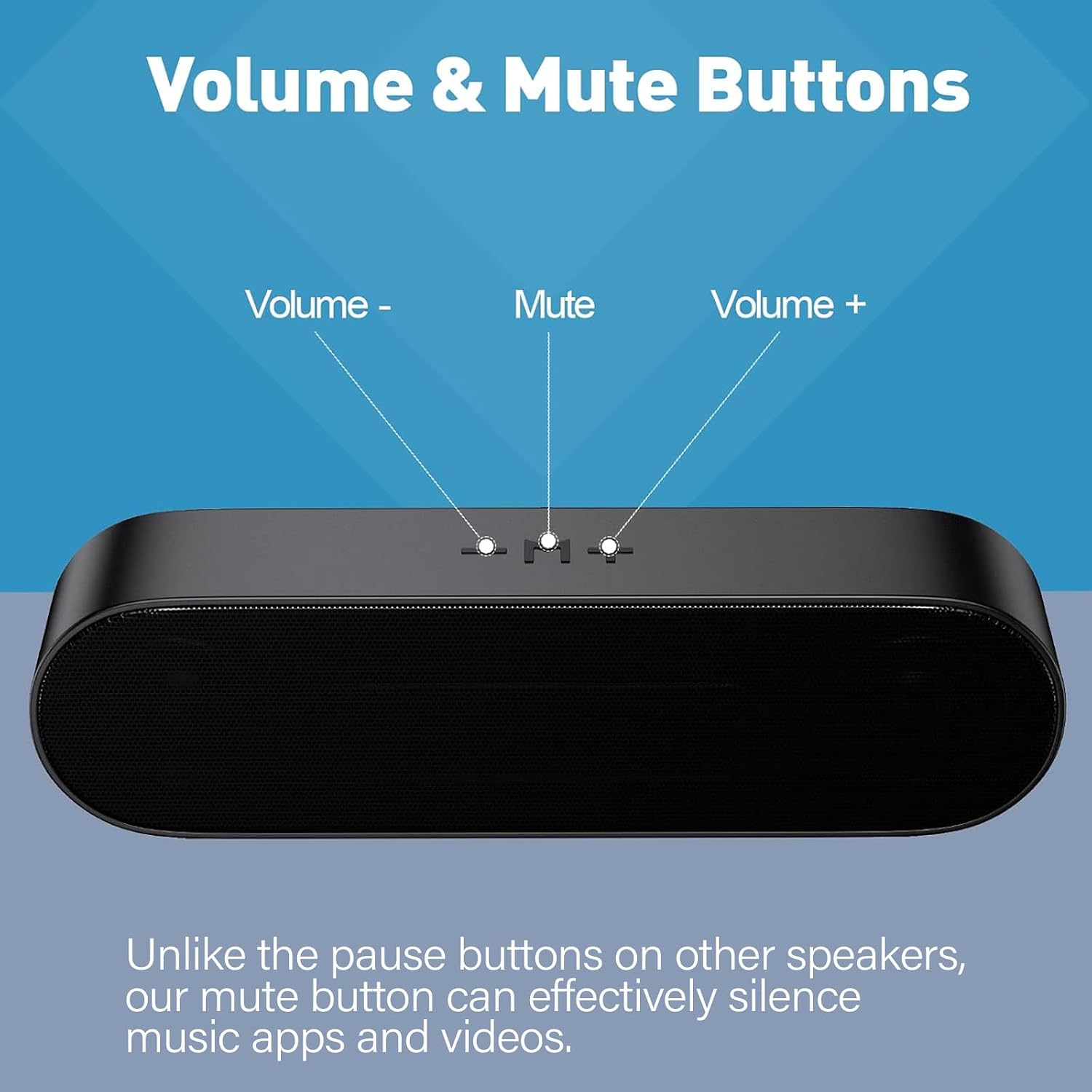 Detalle de YYV USB Computer Speakers – Wired mini soundbar with volume control and mute (plug and play)