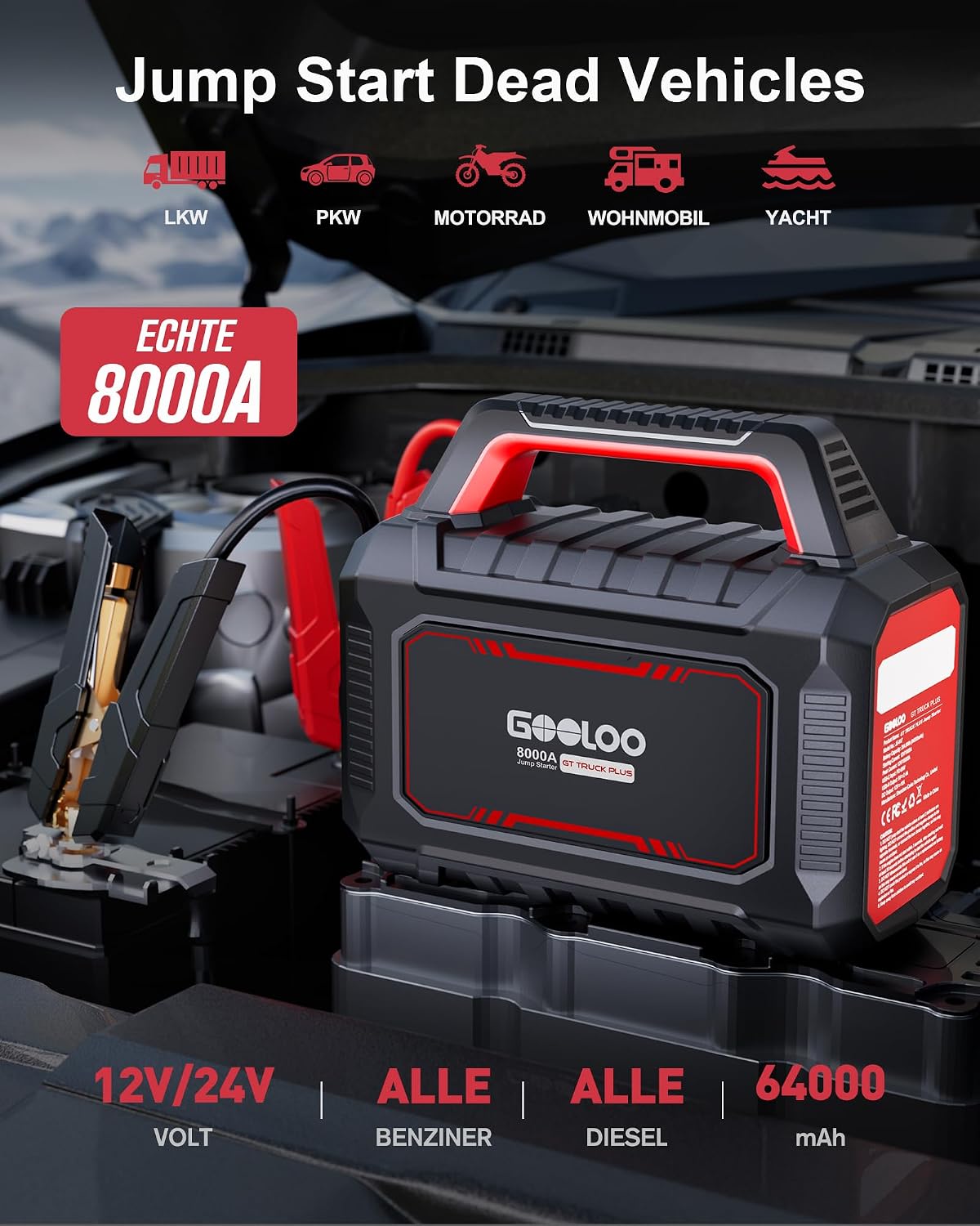 Thumbnail 1 de GOOLOO GT Truck Plus Starthilfe Powerbank – 8000A für 12V/24V (PD 65W, LiFePO₄)