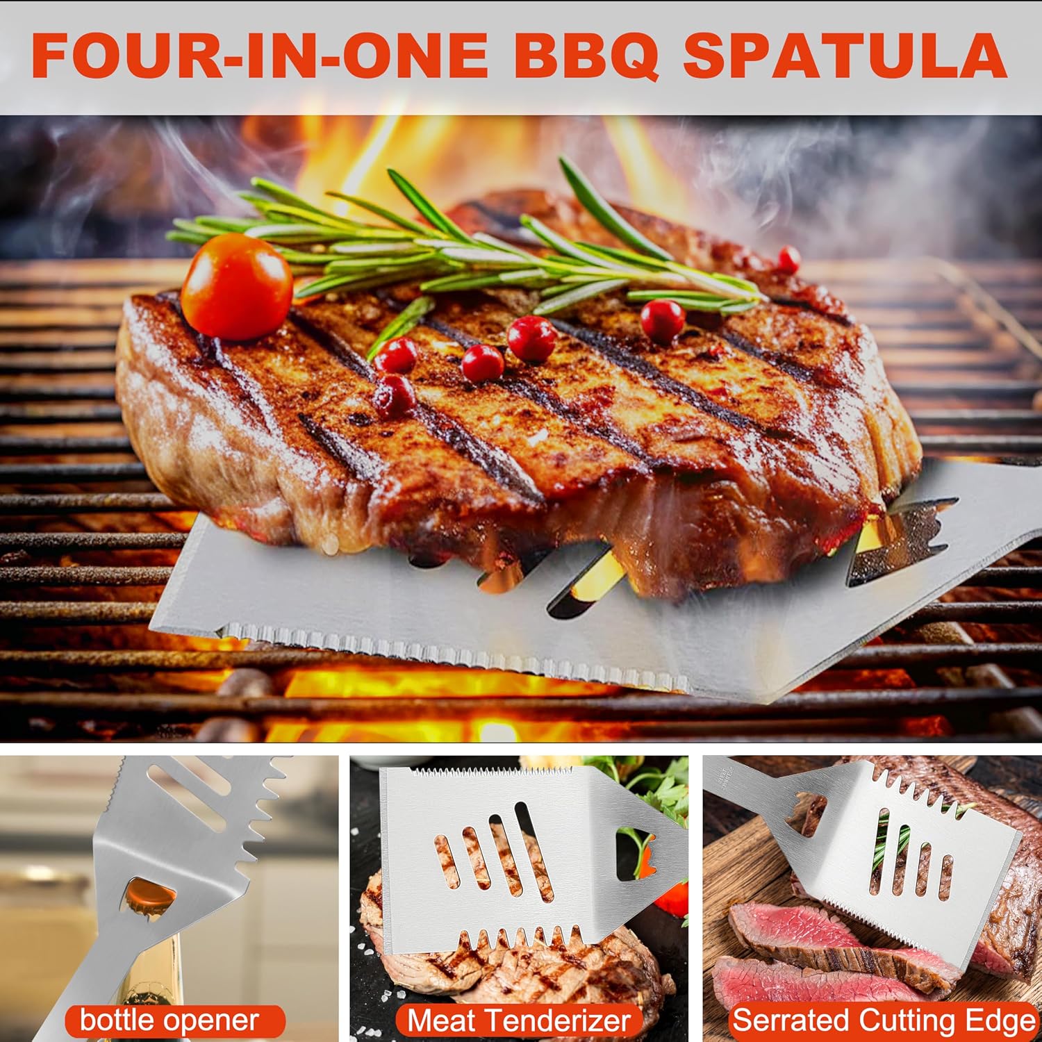 Detalle de Grilljoy CM-C21-SS BBQ Tool Set, 22-Piece Stainless Steel Kit with Case