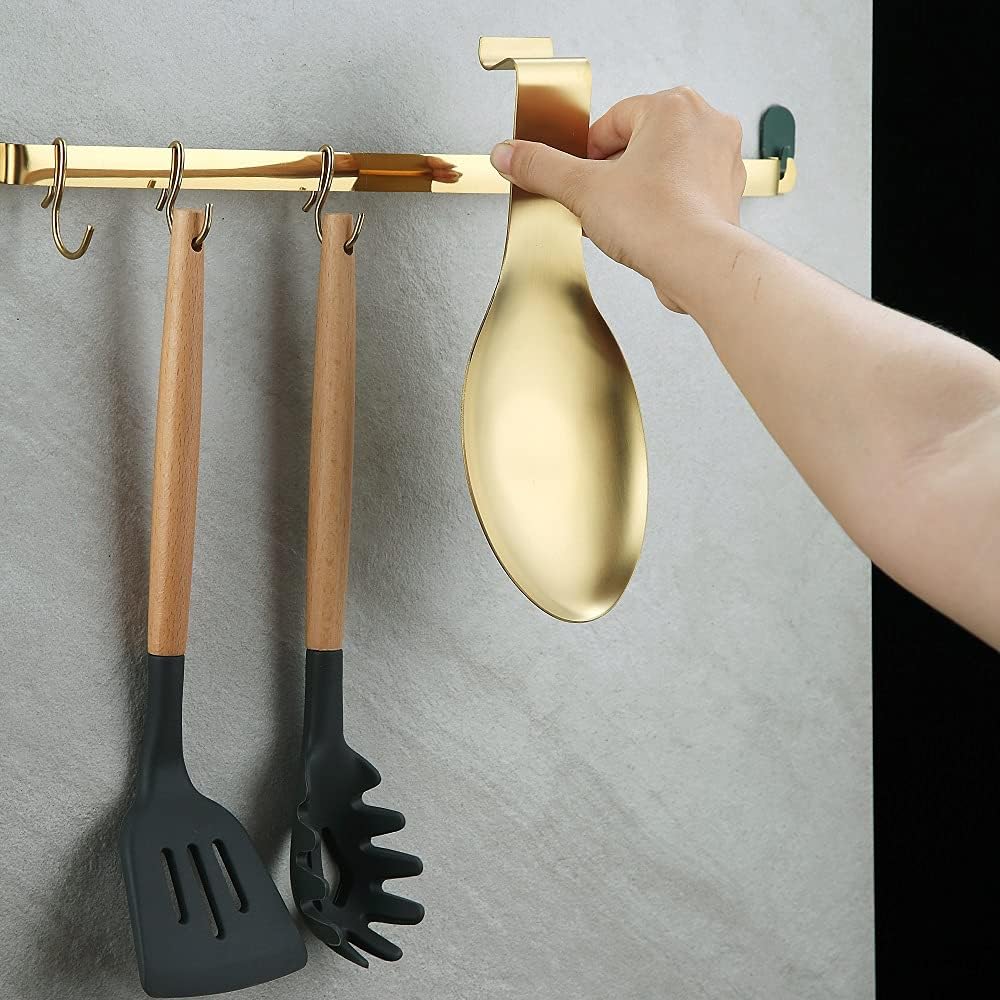 Detalle 2 de HOMQUEN gouden lepelhouder van roestvrij staal, vaatwasserbestendig