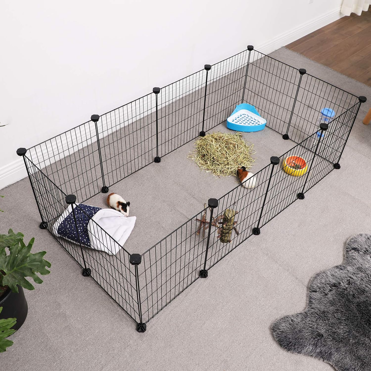 Detalle de SONGMICS LPI01H Guinea Pig Playpen, Modular Metal Run, 143 x 73 x 46 cm
