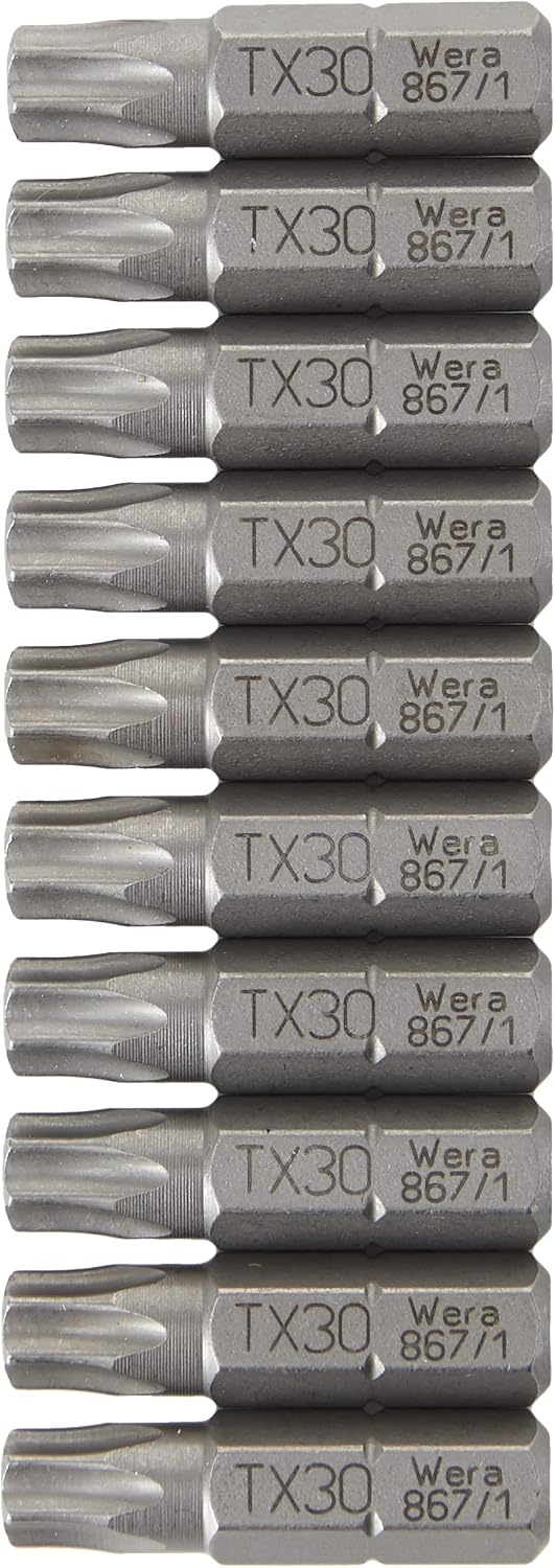 Wera 867/1 Z TX 30 DIY – Jeu d’embouts extra-rigides 1/4" (10 pièces)