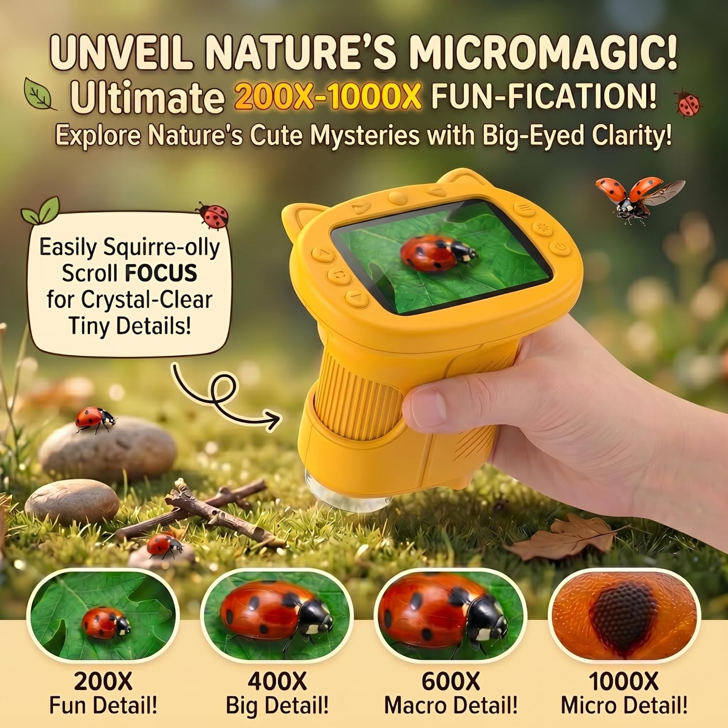 Detalle de OAEBLLE Kids Microscope: 1000X Handheld Digital Pocket Microscope