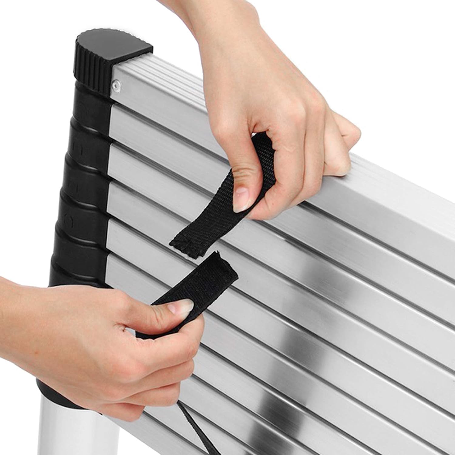 Detalle 2 de LZQ 3.2 m Aluminium Telescopic Ladder, 11 Steps, 150 kg Capacity