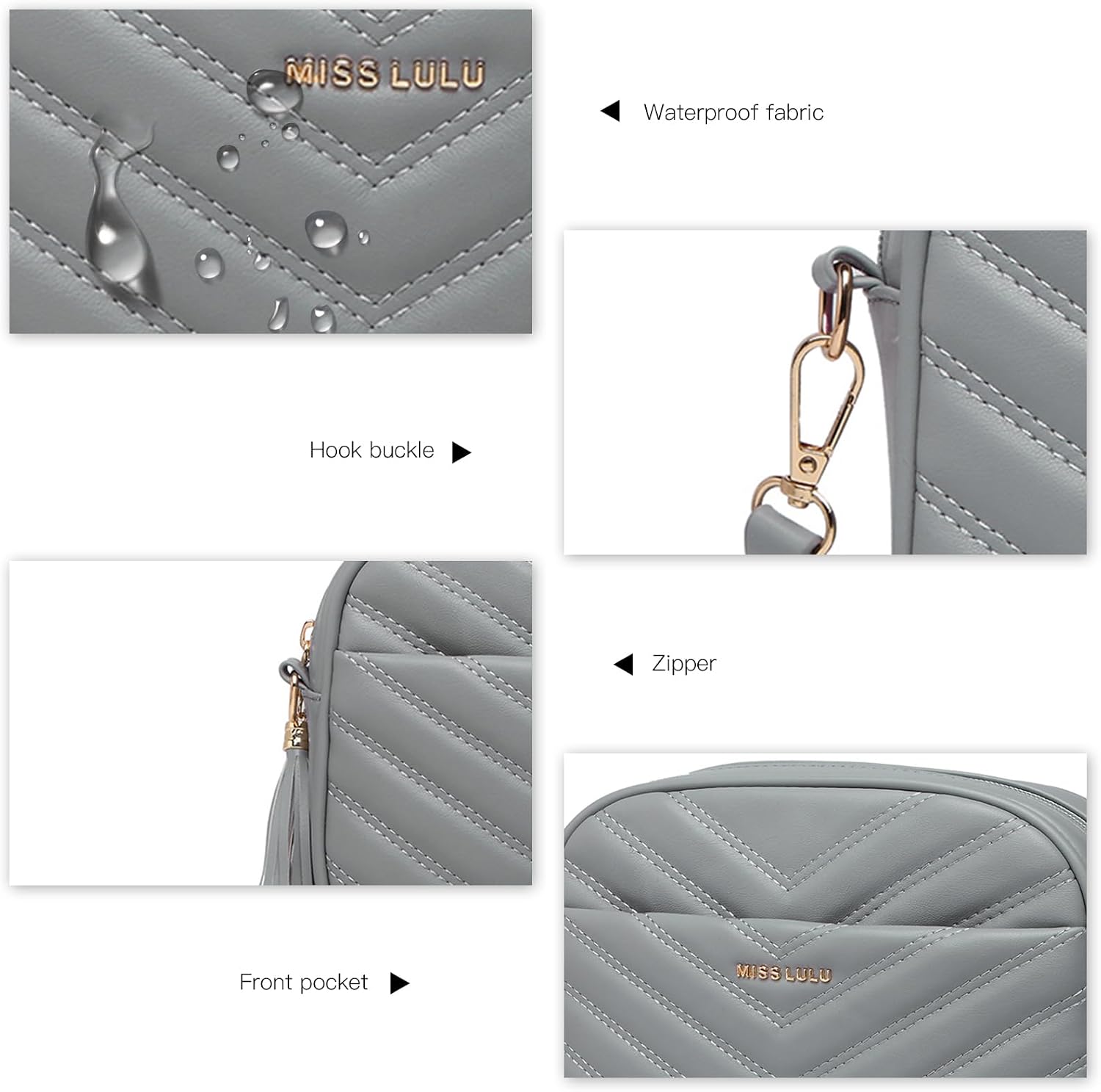 Detalle de Miss Lulu Borsa Tracolla Donna Piccola — Borsetta in PU a Losanghe, versatile e dallo stile moderno