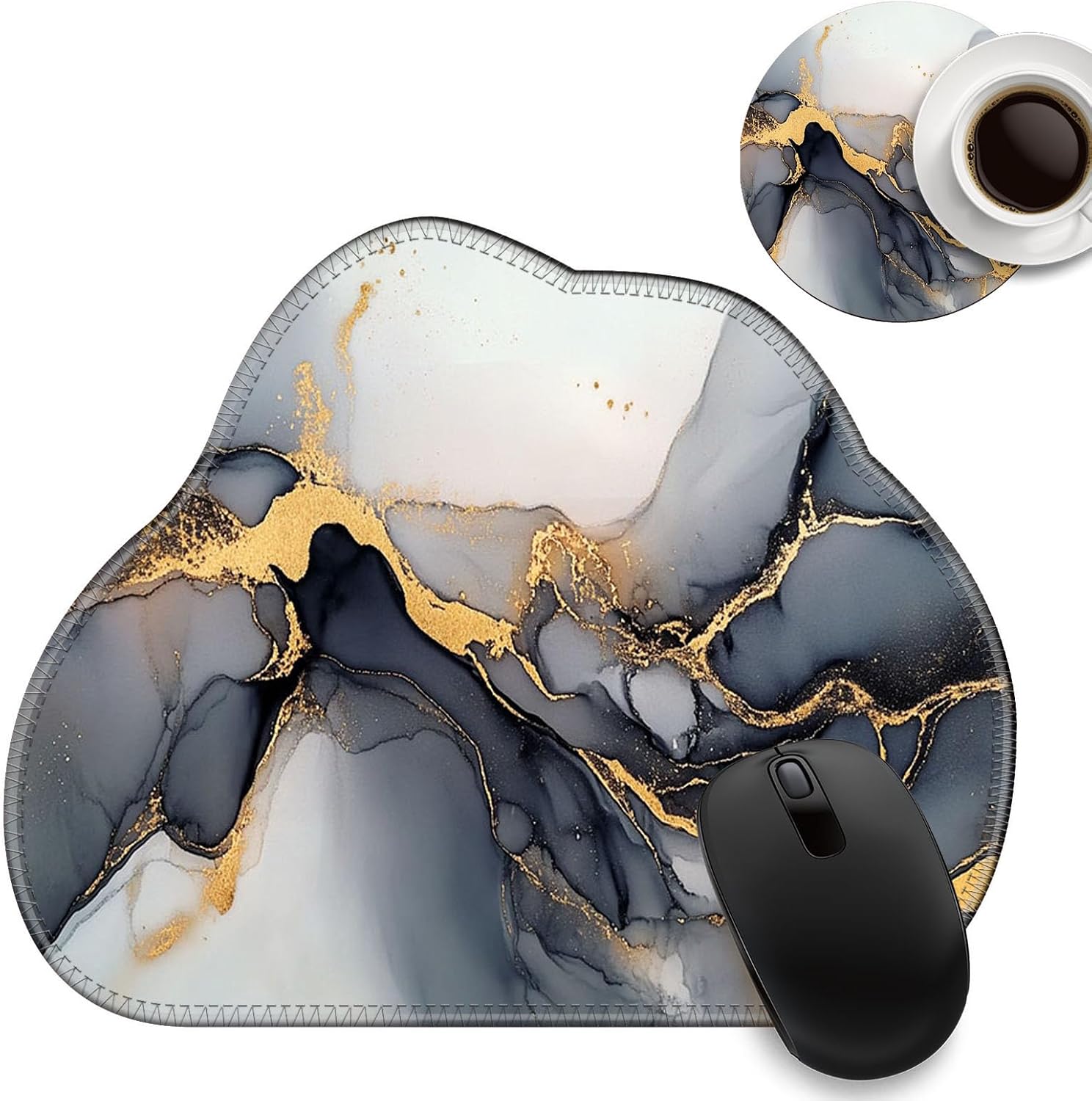 Detalle de FGDRFGRW MK-YXSBD-2025 FBA-26 Irregular Mouse Pad, Black Gold Marble