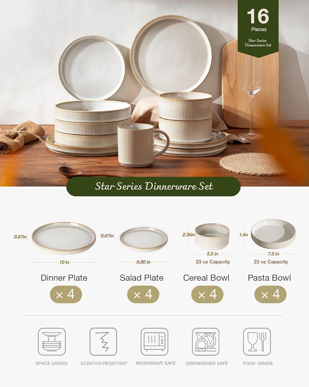 Thumbnail 2 de Famiware Star Dinnerware Set, 16-Pc
