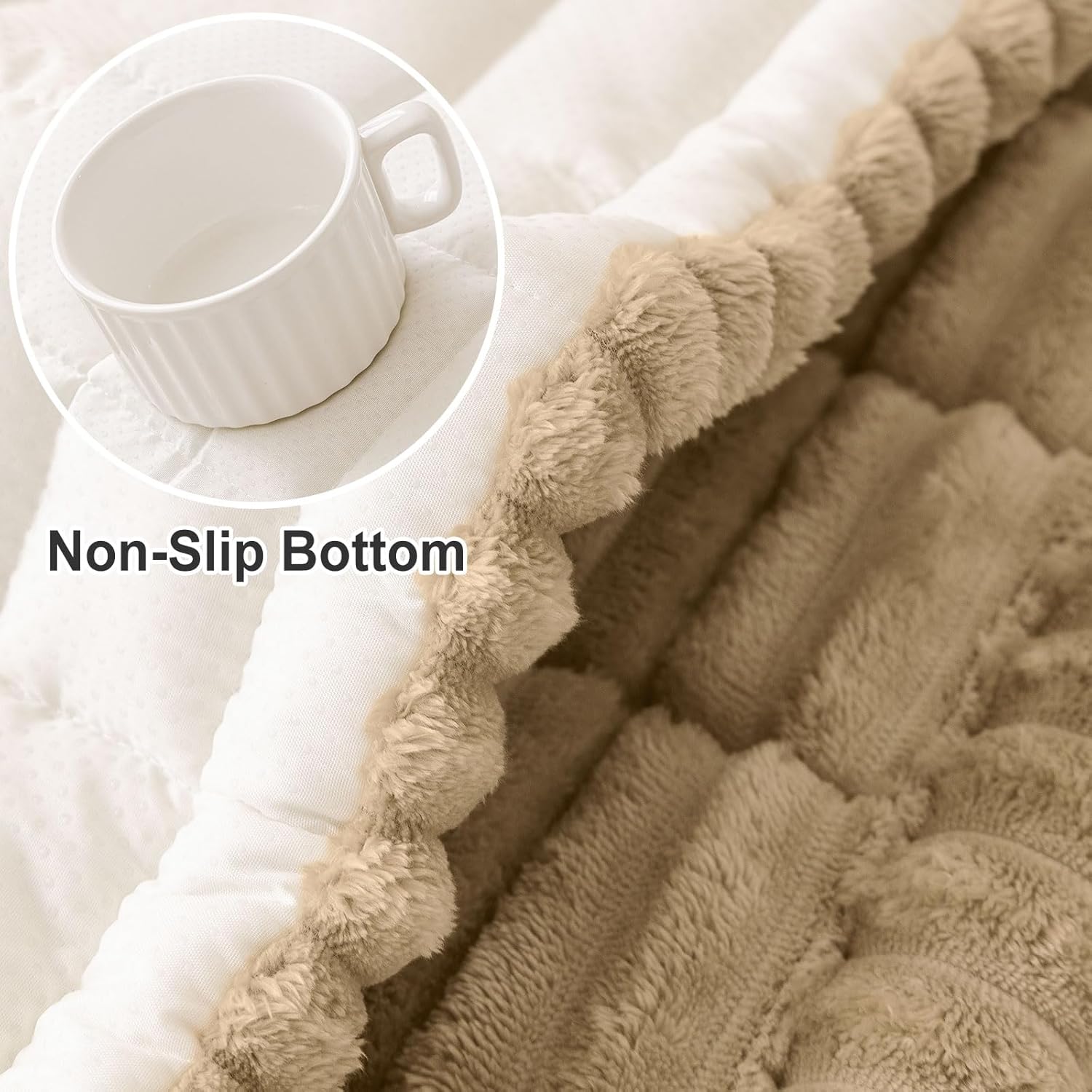 Detalle de Hyha Washable Non-Slip Plush Couch Covers for Dogs (Khaki, 27.6" x 70.9")