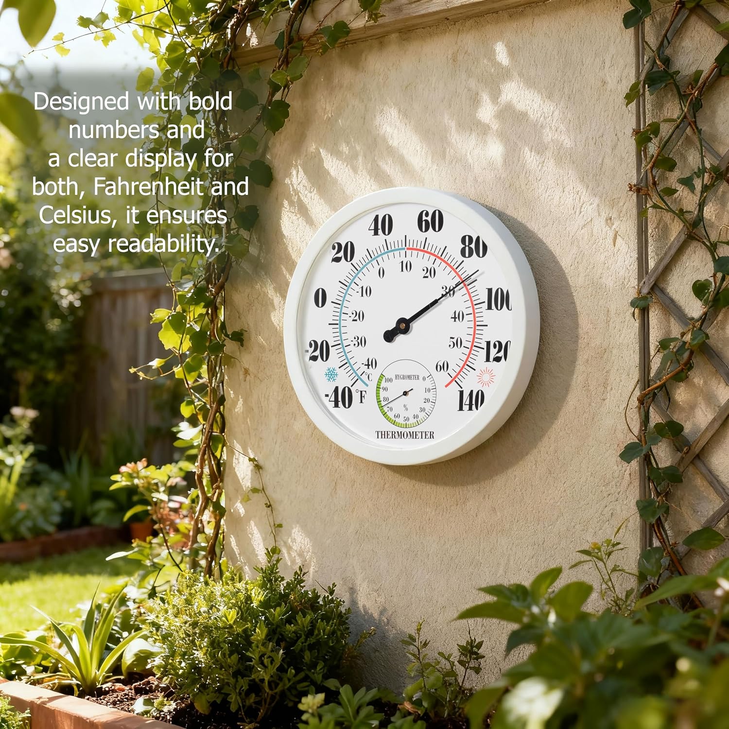 Detalle de Clockswise Wall Thermometer and Hygrometer, 10-Inch