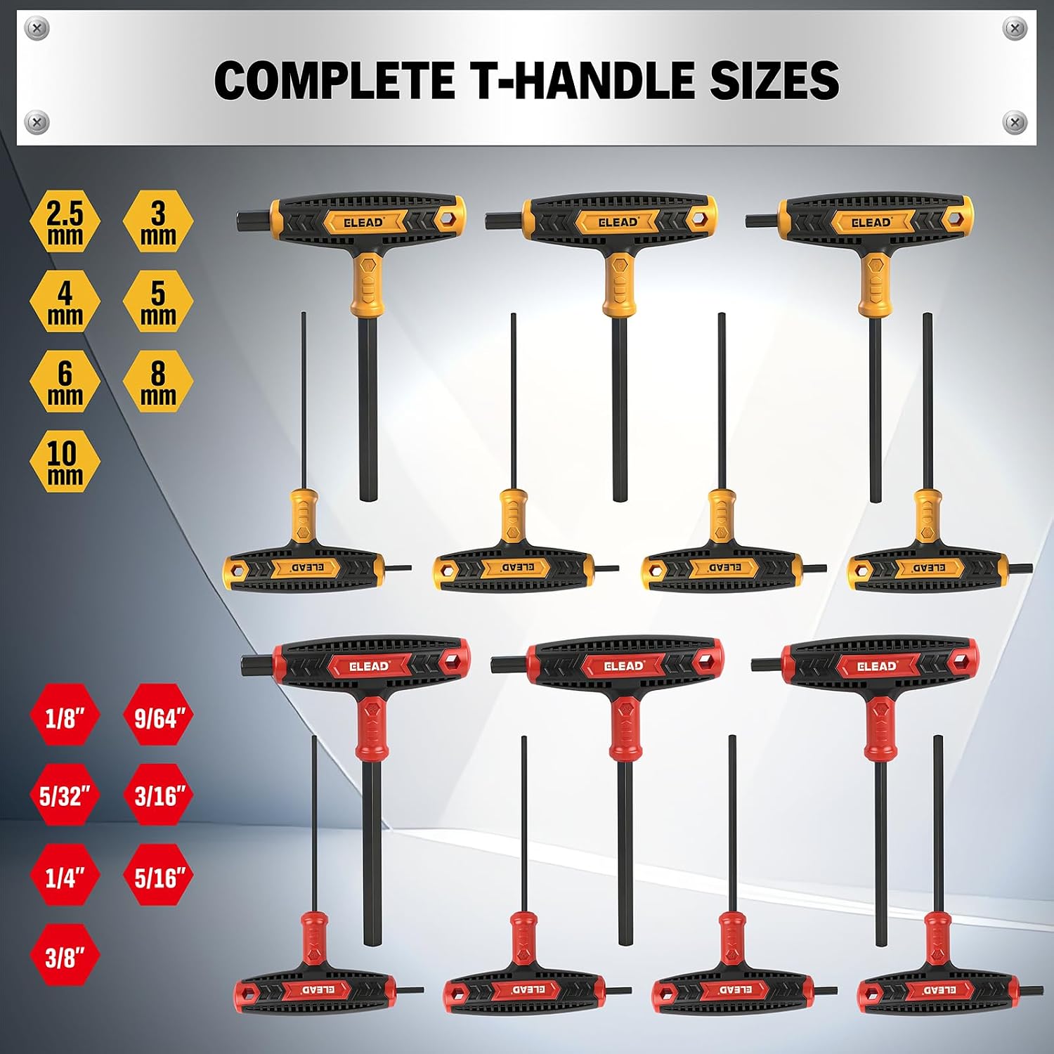 Detalle 2 de ELEAD E70209 14-Piece T-Handle Allen Wrench Set, Metric and SAE