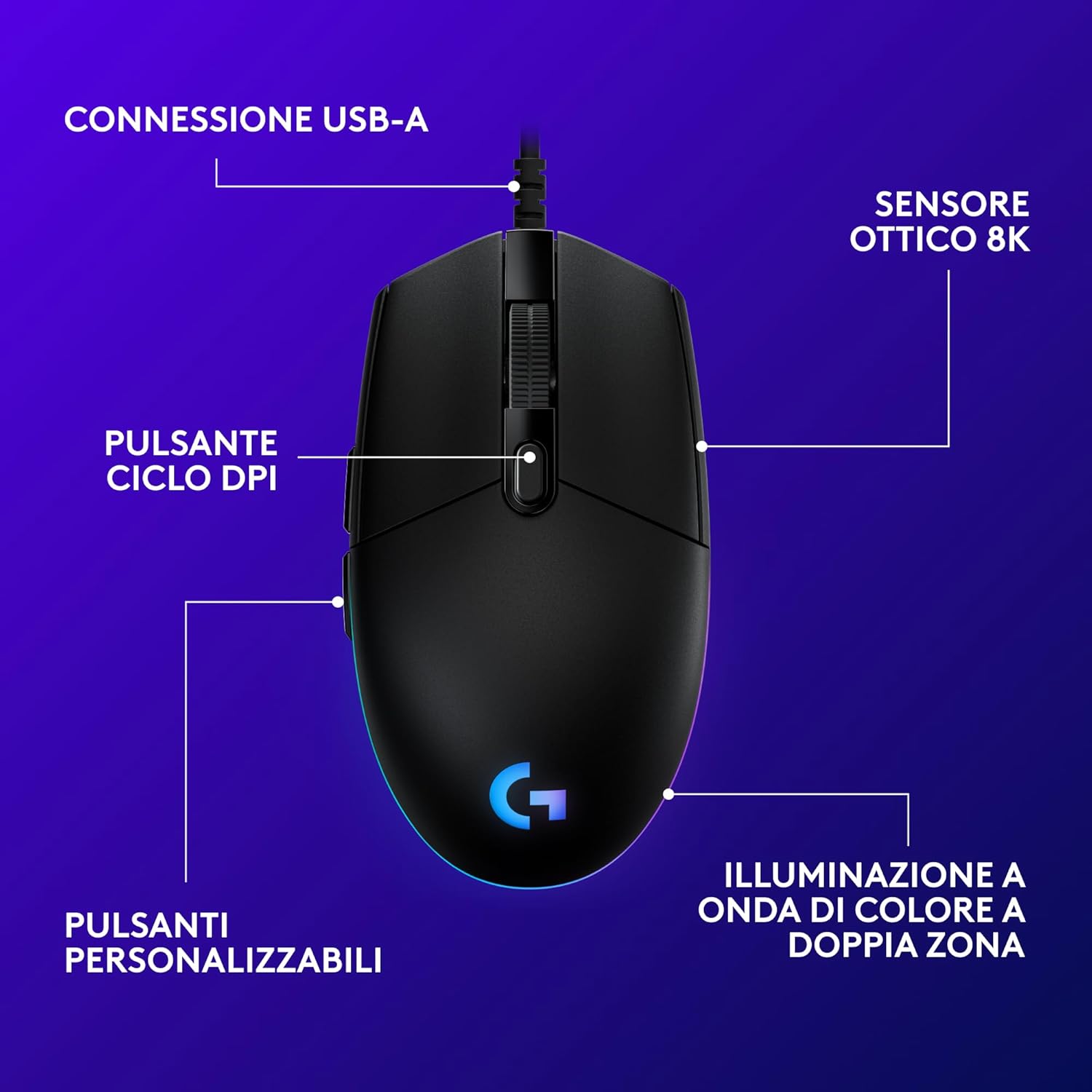Thumbnail 5 de Logitech G G203 LIGHTSYNC Mouse Gaming 8.000 DPI