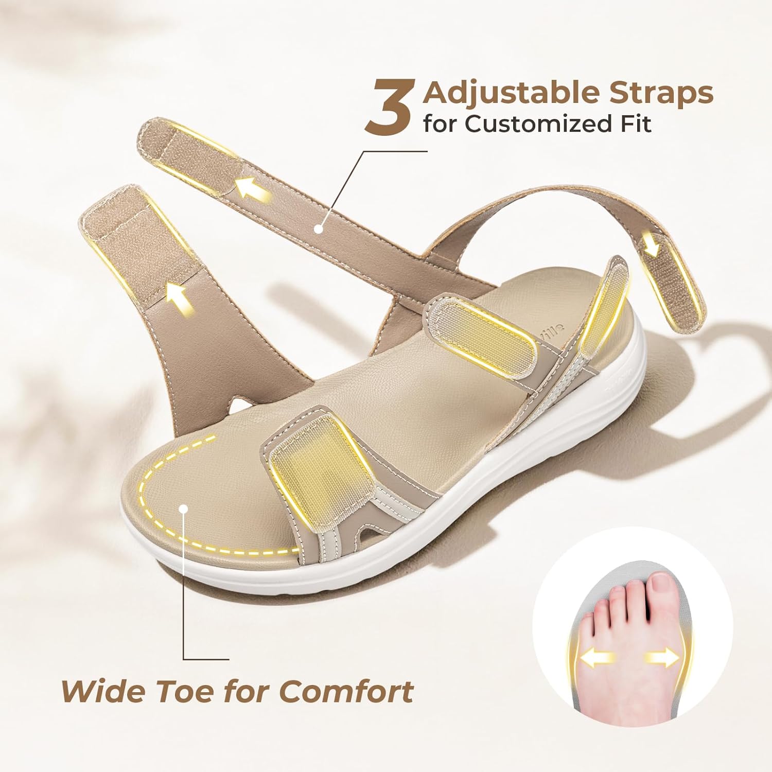 Thumbnail 3 de FitVille Sandali Donna Larghi per Piedi Sensibili: comodità, supporto e versatility estiva