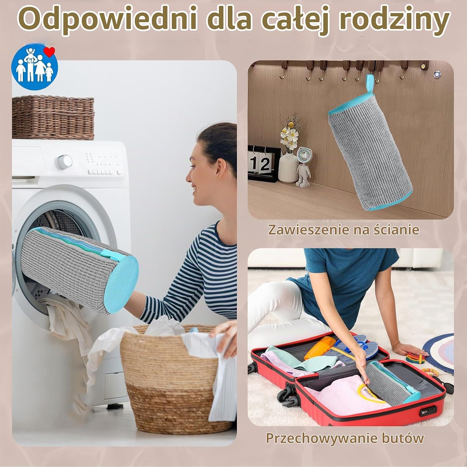 Thumbnail 6 de FOREDOO SS-WB-Grey-01 – szary worek do prania butów 2 w 1, czyszczenie 360°