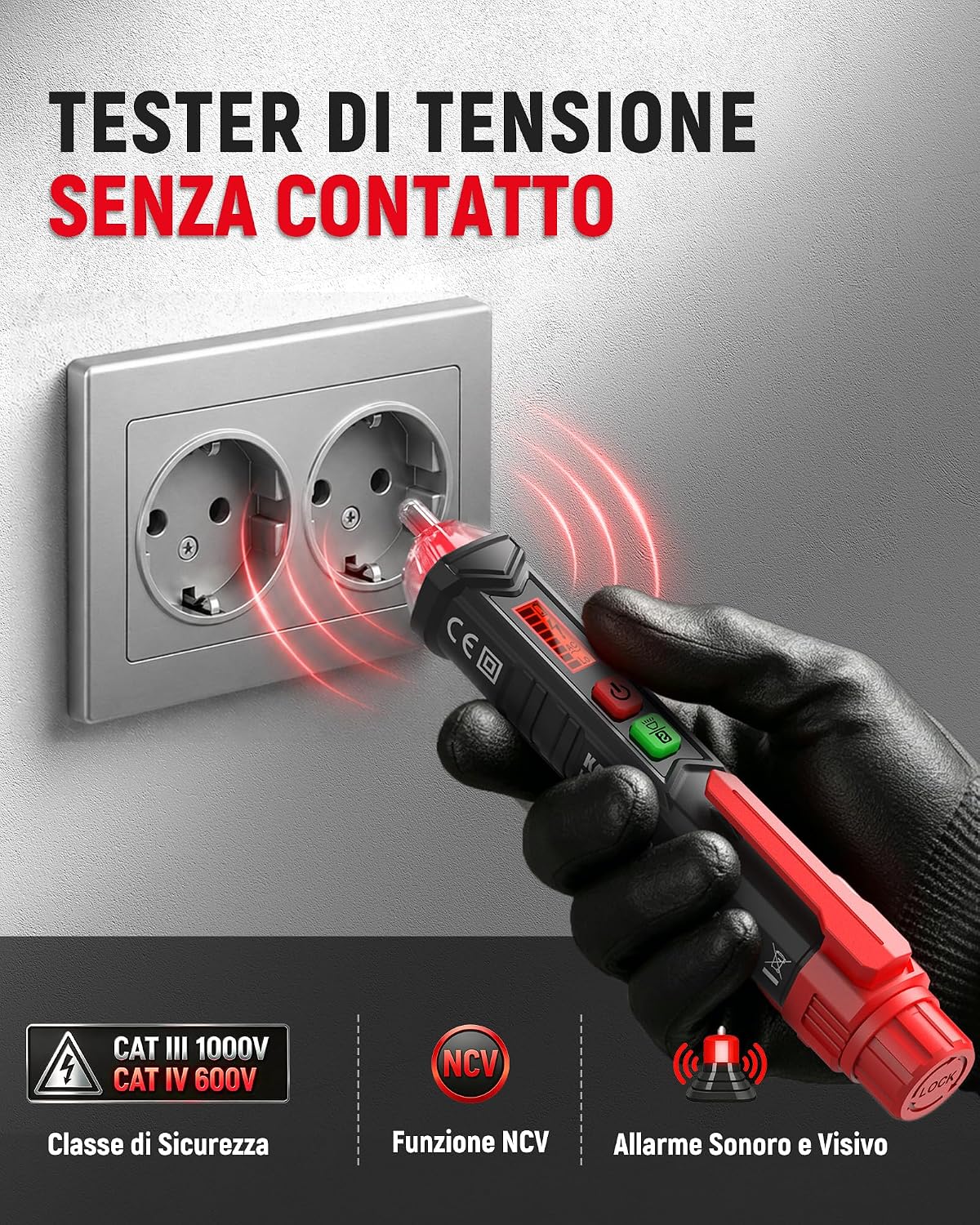 Detalle 2 de KAIWEETS Cercafase tester tensione 1000V
