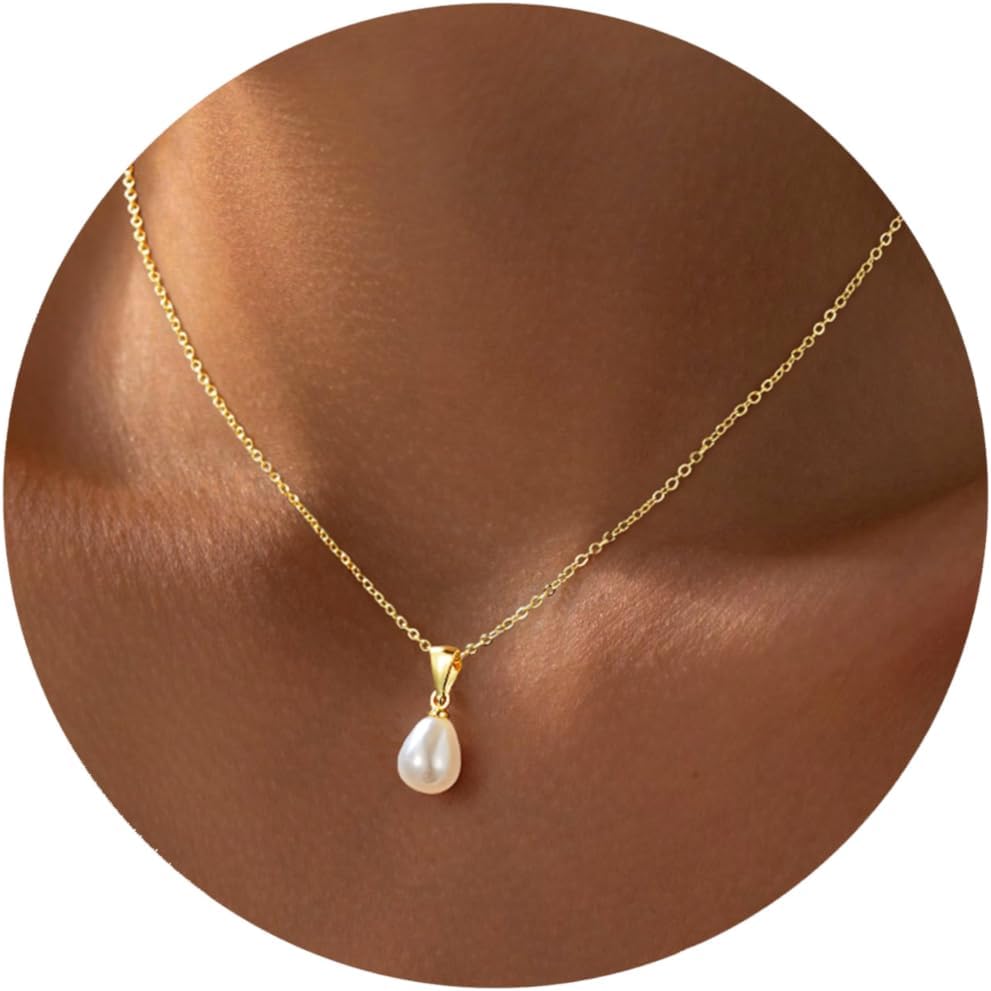 Detalle de TINGN Perlenkette 16 Zoll Gold für Damen