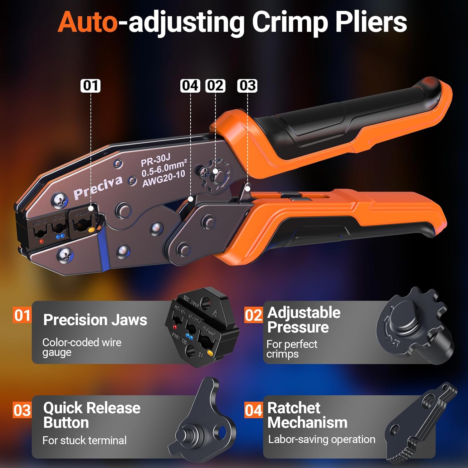 Thumbnail 3 de Preciva Insulated Wire Terminal Crimping Tool with 680-Piece Connector Kit