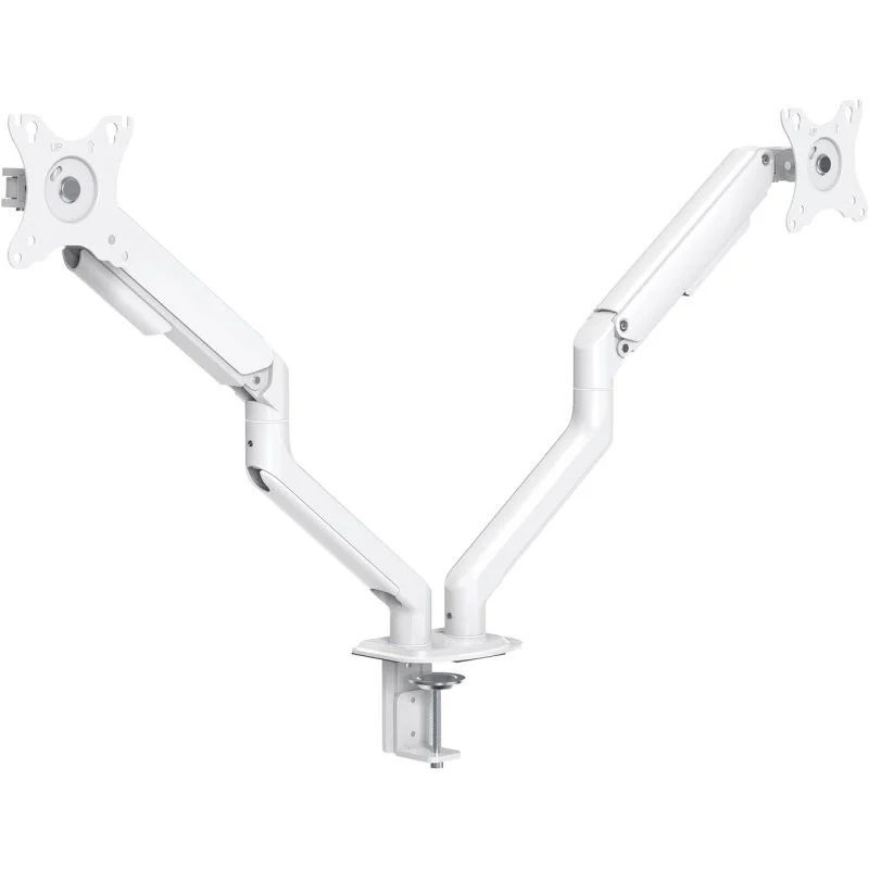 Detalle de toq DB4132TNR-W soporte de mesa 2 monitores