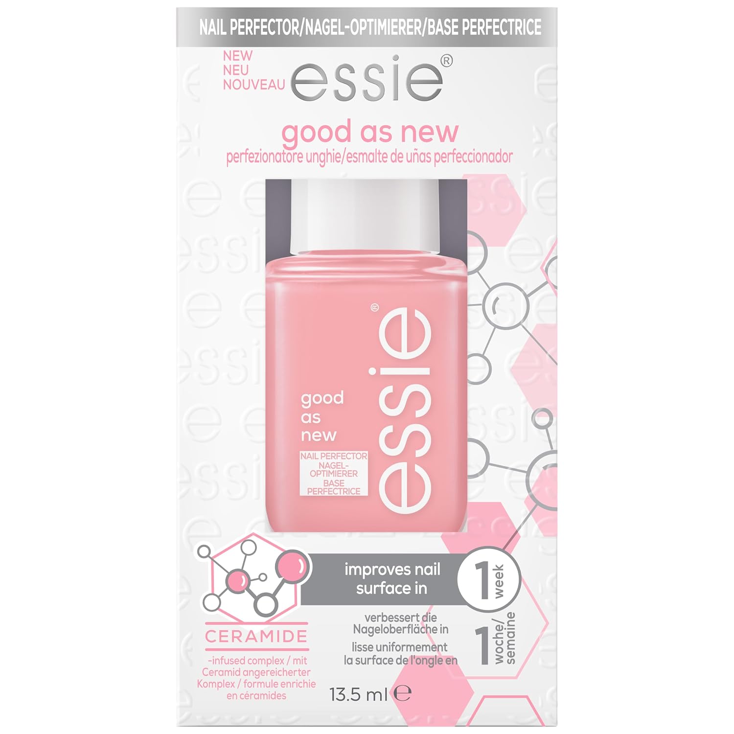 Detalle de essie Professional Nail Perfector Pink – Nail Perfector zum Stärken, Schützen und Pflegen