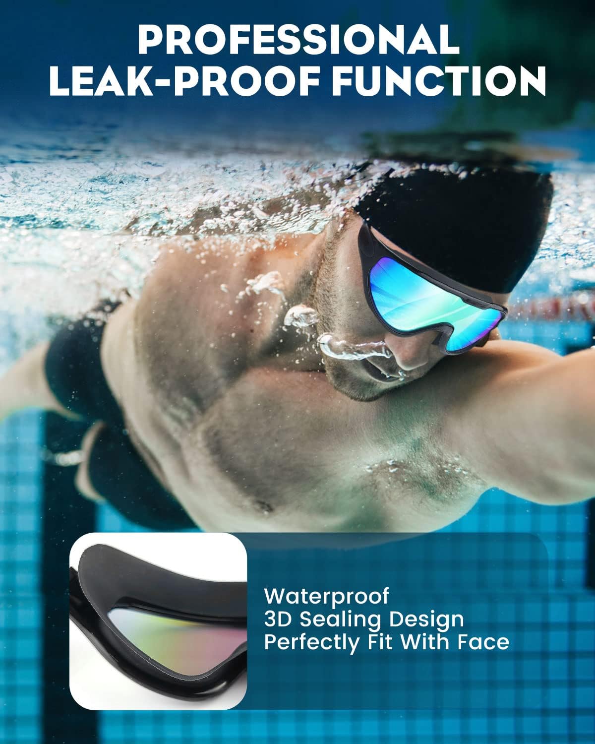 Thumbnail 6 de Lorrtta Wide Vision Swimming Goggles 180° view