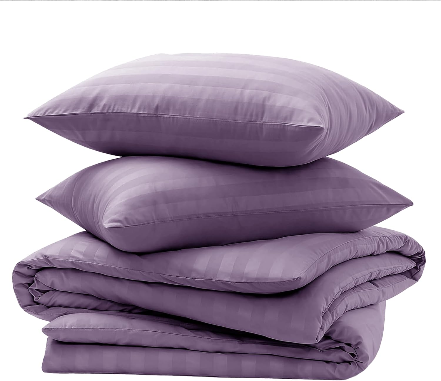 Thumbnail 4 de My home store Satin Stripe 4-Pcs Duvet Cover Set with Fitted Sheet (Lavender) – Double