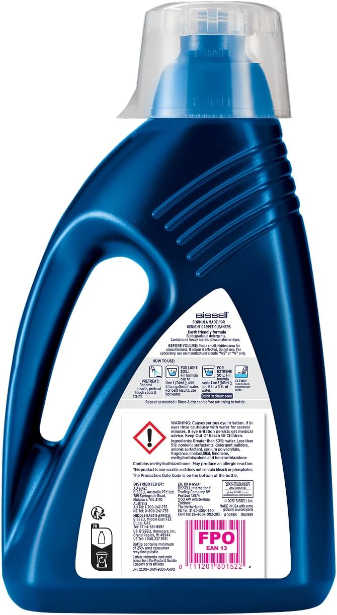 Detalle de BISSELL Wash & Refresh mit Febreze Blossom & Breeze – 1,5 l Teppichreinigungslösung (1078N) für BISSELL aufrechte Teppichreiniger