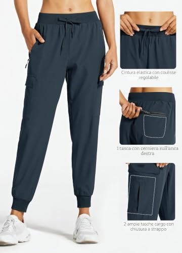 Detalle de Libin Pantaloni Trekking Donna Cargo Jogger Estivi 27" Blu Navy M