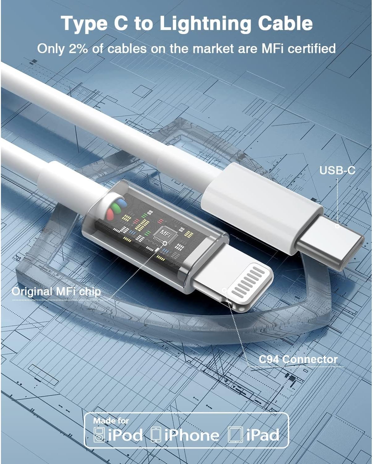 Detalle 2 de Apple USB C to Lightning Cable 2-pack, 6 ft