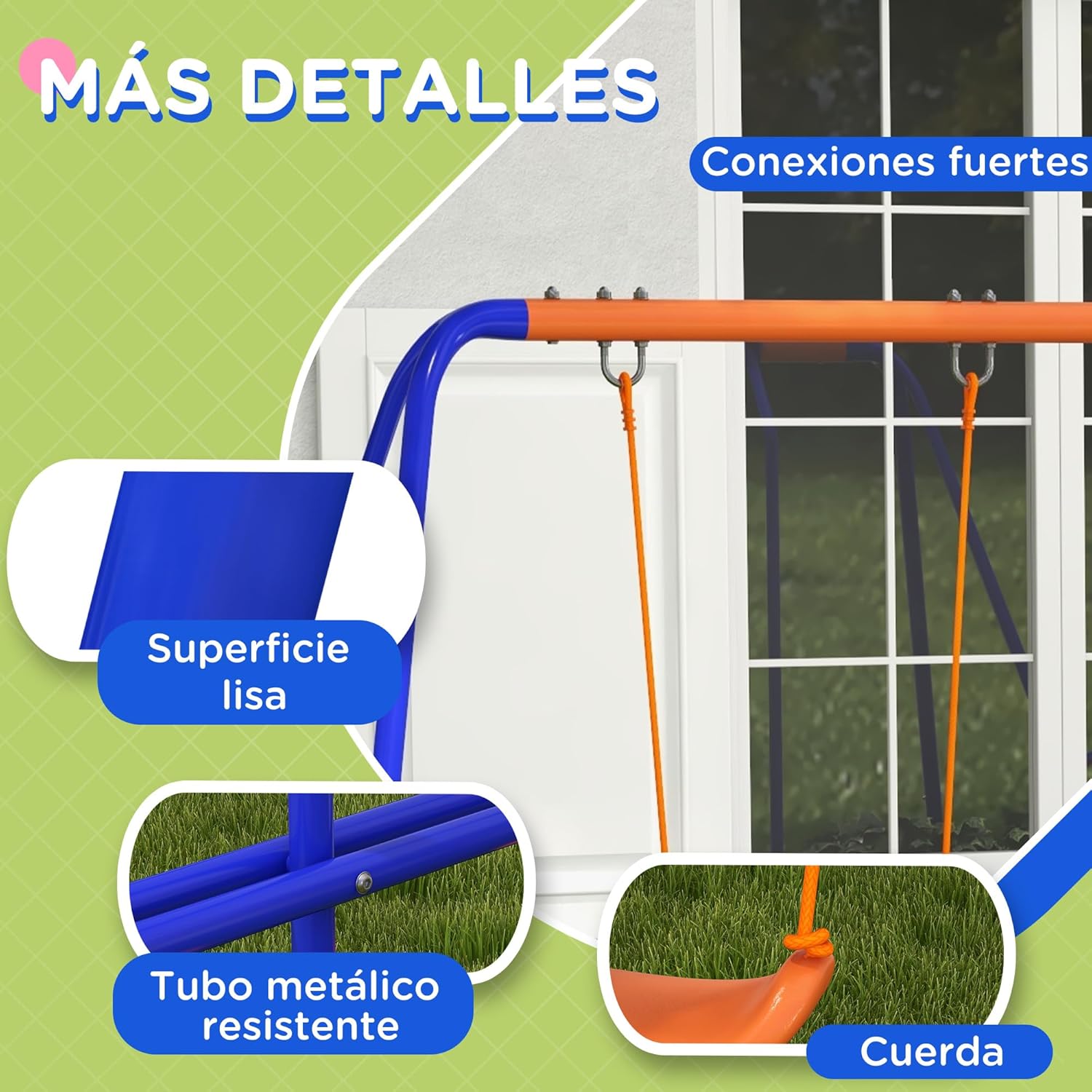 Thumbnail 6 de Outsunny Columpio Infantil 4 en 1 367 cm