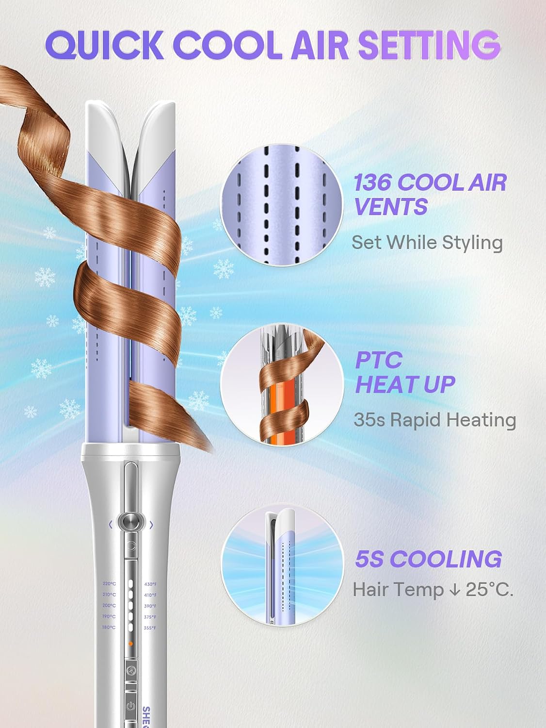 Detalle de SHEGLAM 32mm One Touch Automatic Curling Iron with Cool Air (long-lasting waves)