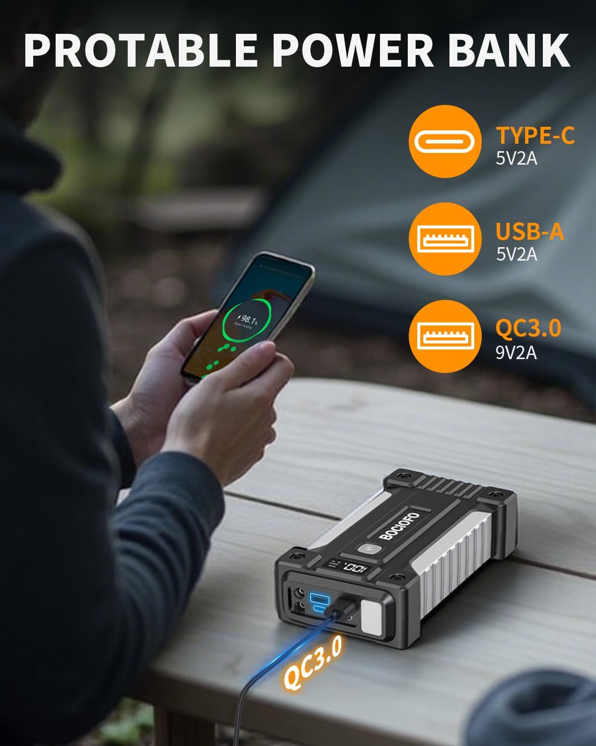 Detalle 2 de BOCIOFO 6000A Starthilfe Powerbank