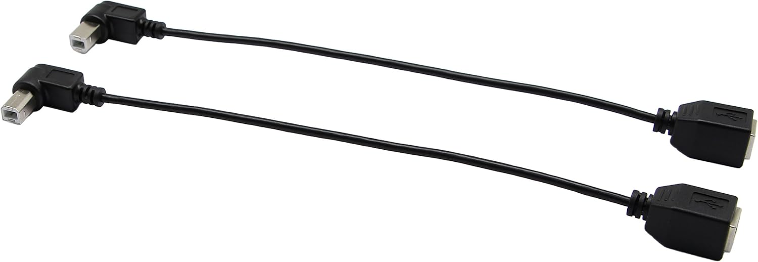 Thumbnail 2 de CERRXIAN 9 inch USB 2.0 Type B angled combo cable (male to female) for printers and scanners