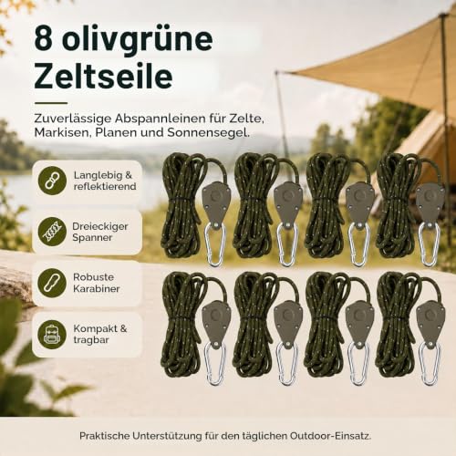 Detalle de Creechwa Reflektierende Abspannseile mit Spannen für Sonnensegel – 4 m lang