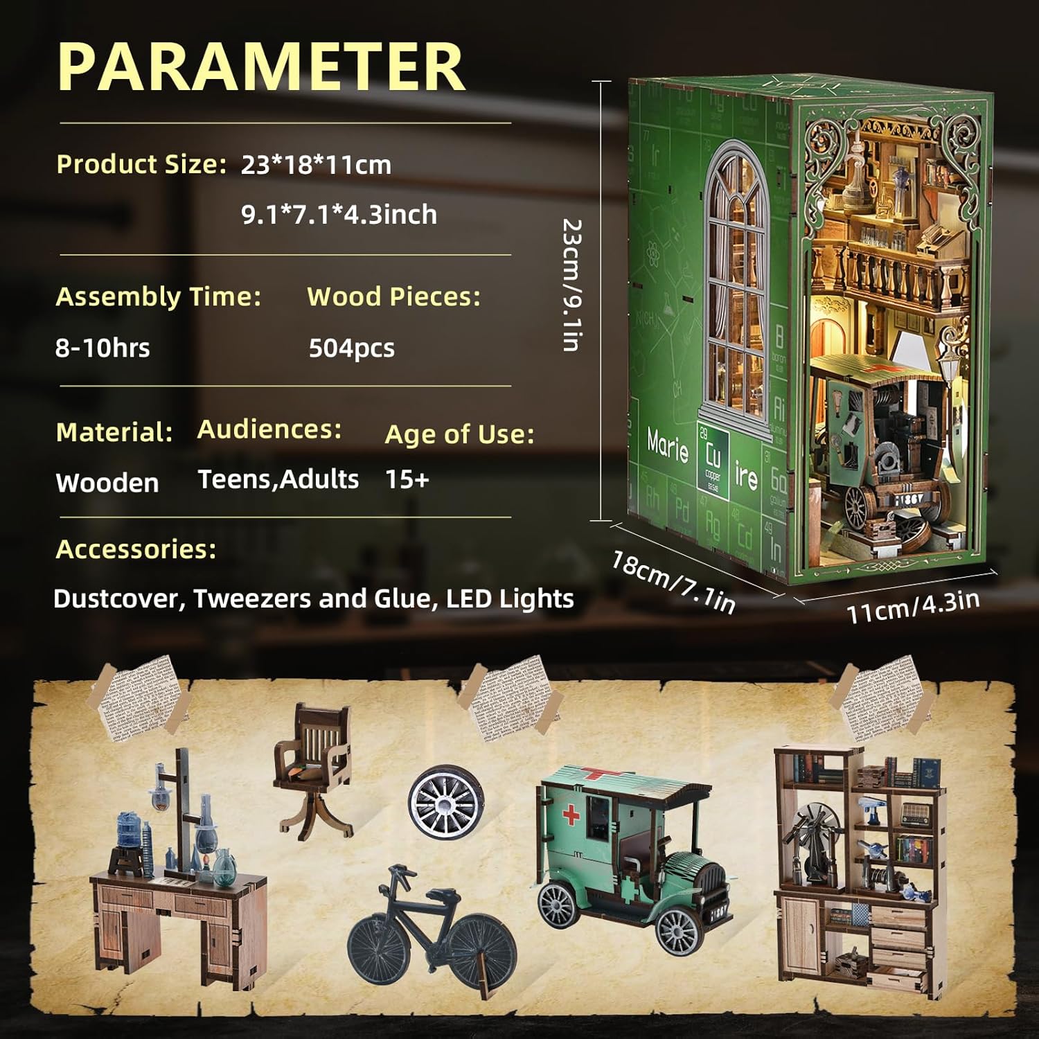 Detalle de CCCDF The Radium Lady Book Nook Kit (DIY miniature booknook scene)
