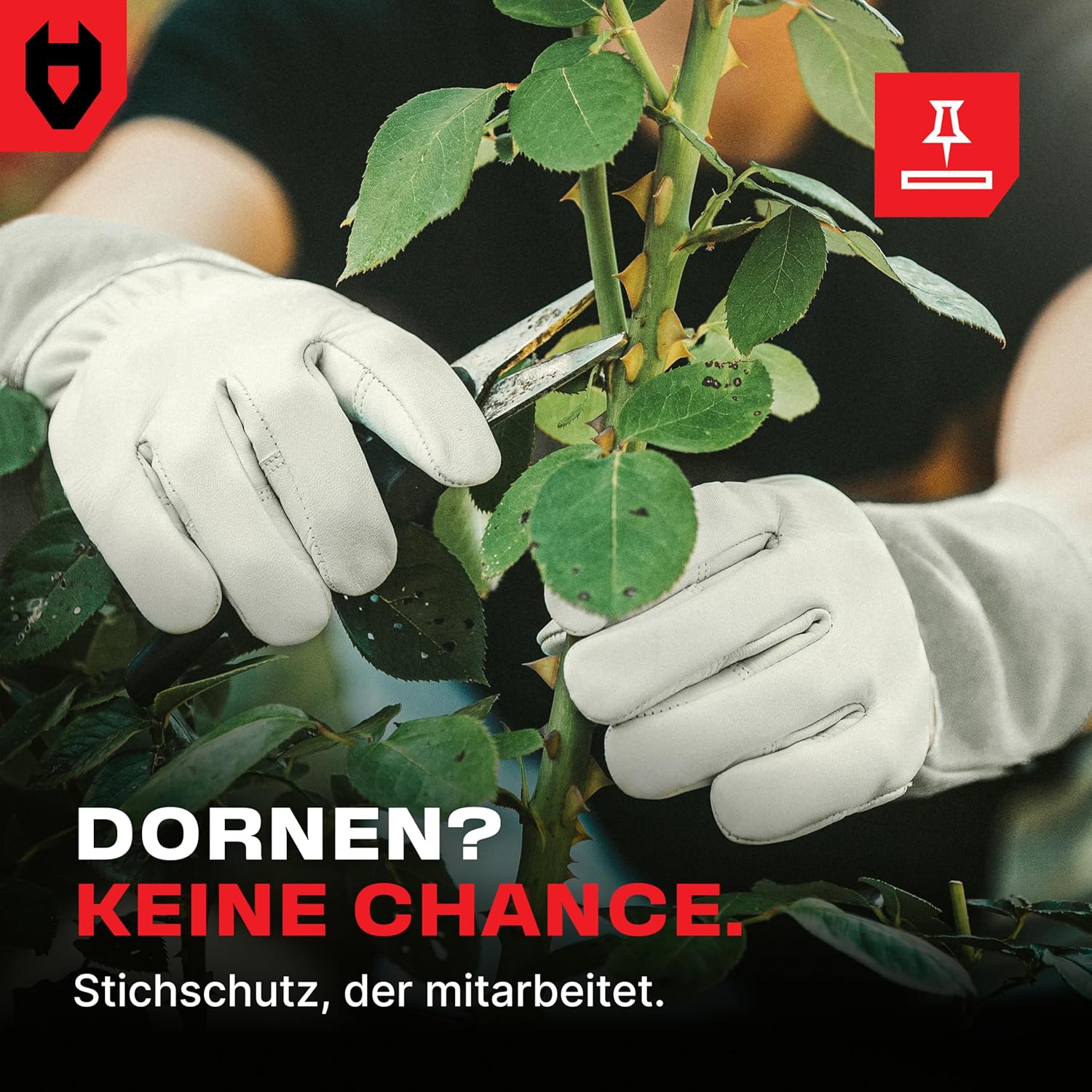 Thumbnail 4 de NoCry Dornenfeste Leder-Gartenhandschuhe mit extra langer Stulpe (Grau, Größe L)