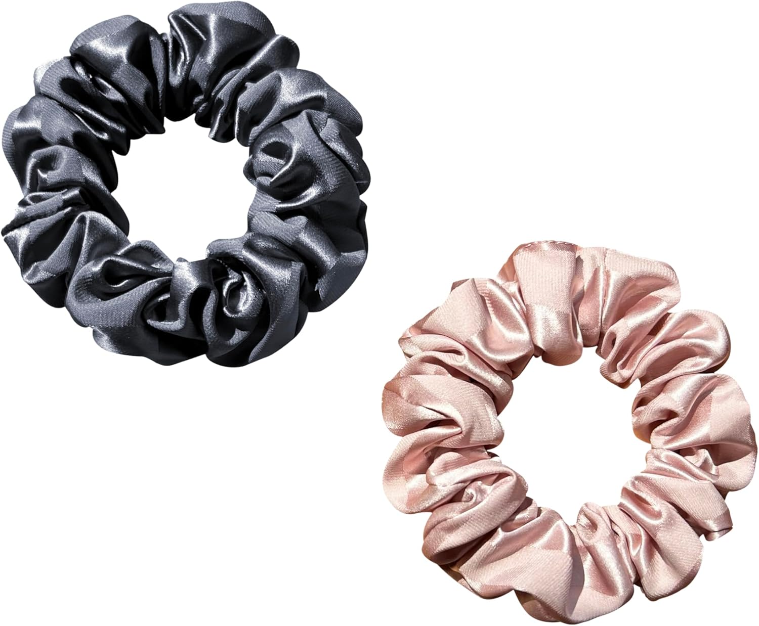 Townssilk elastici per capelli in 100% seta di gelso (22 momme), grigio scuro e rosa, a righe – 2 pezzi