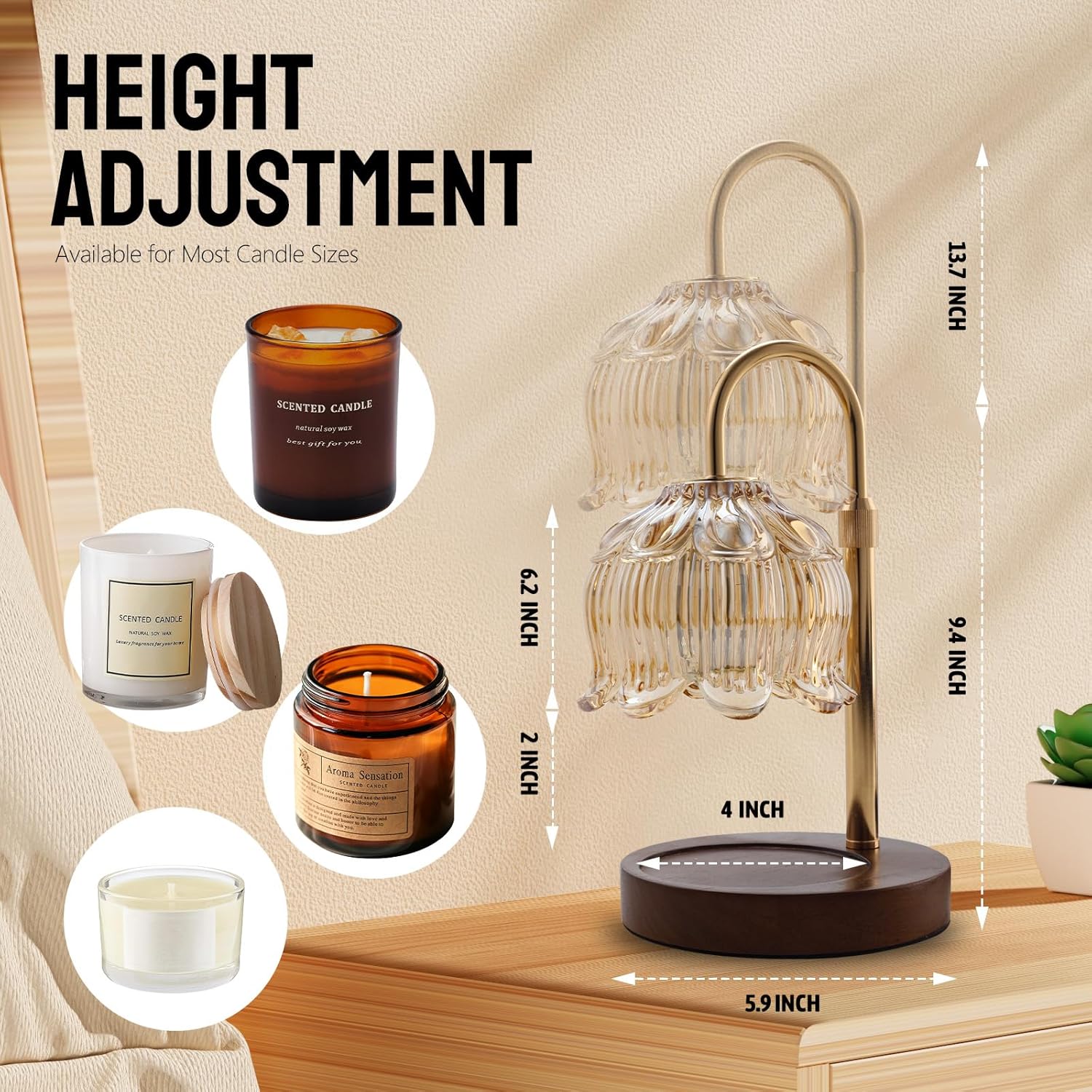 Thumbnail 2 de Geezo Electric Candle Warmer Lamp with Timer & Dimmer (50W)