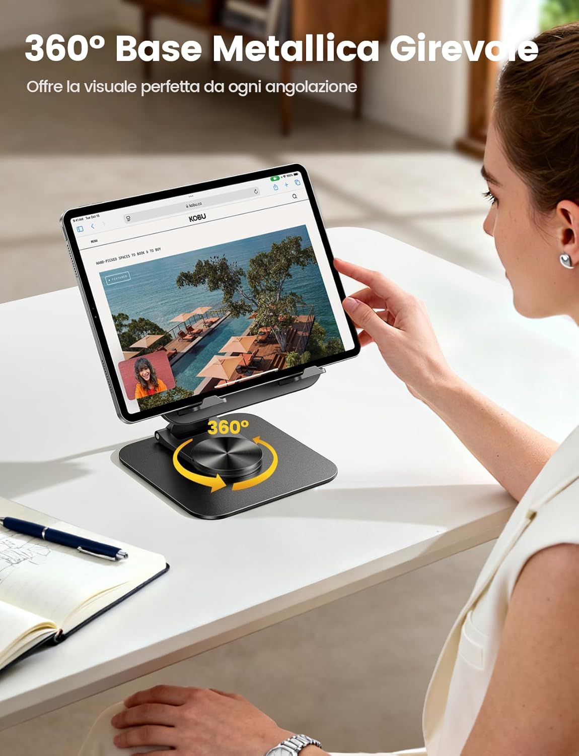 Thumbnail 1 de Lamicall Supporto per Tablet da Tavolo con Base Metallo Girevole 360° – Slim 15 mm
