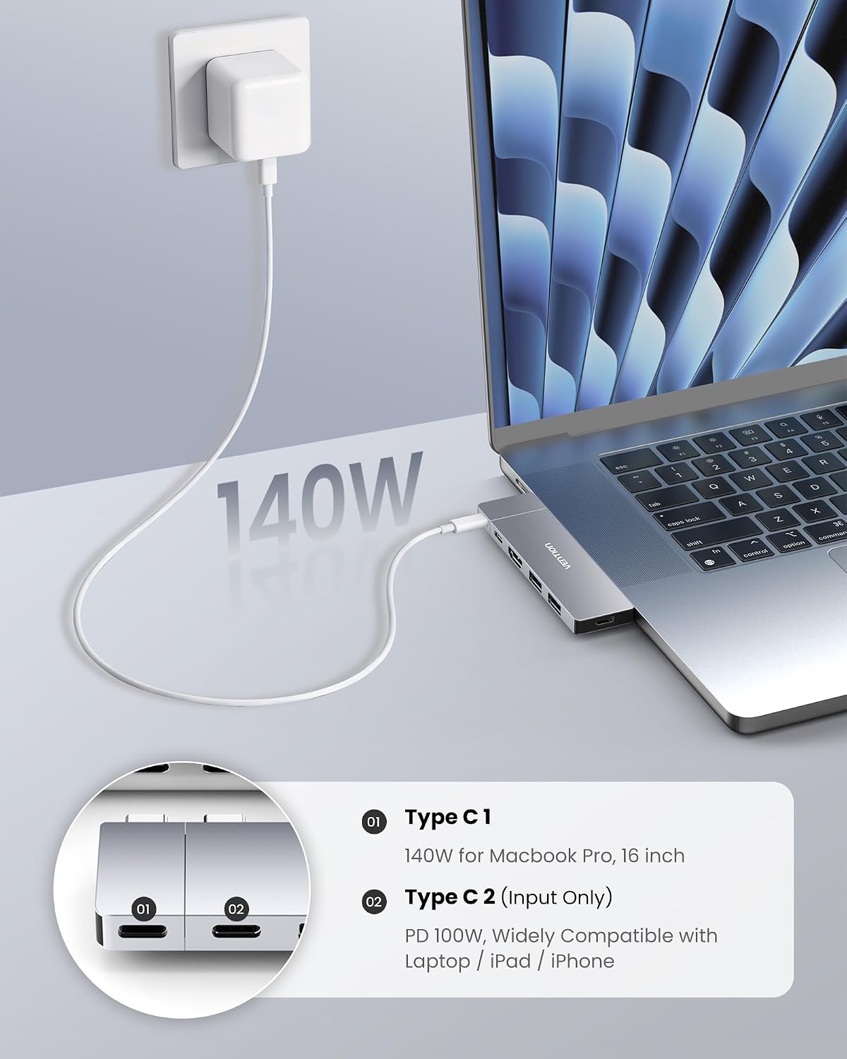 Thumbnail 6 de Vention MacBook USB Adapter 6-in-2 Hub