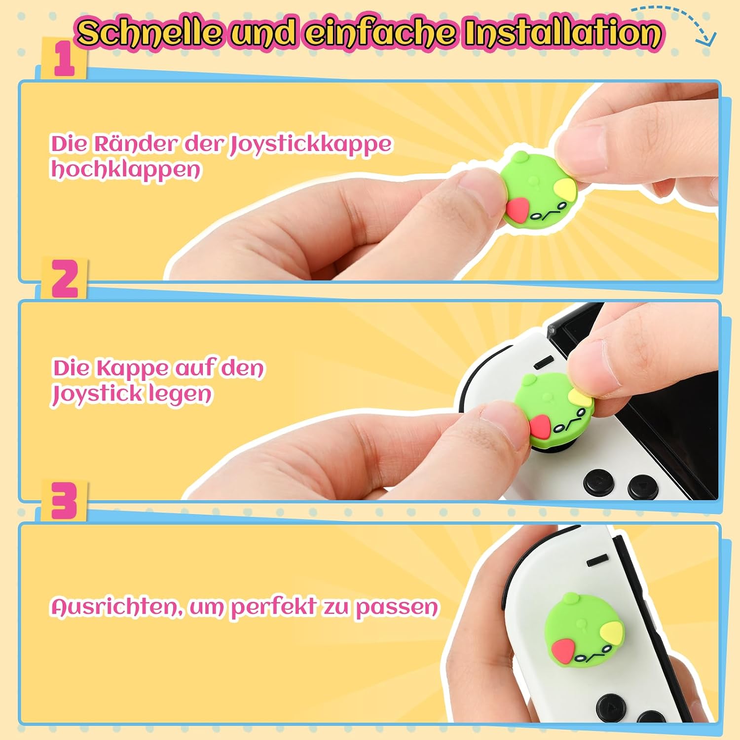 Detalle de GeekShare Silikon Joystick Kappen für Switch, OLED und Lite – Schutz & Grip (4 Stück)
