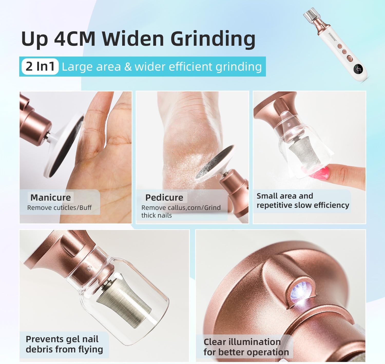 Thumbnail 6 de JODSONE Lima Elettrica per Piedi 2 in 1, senza fili, 15 velocità fino a 4500RPM