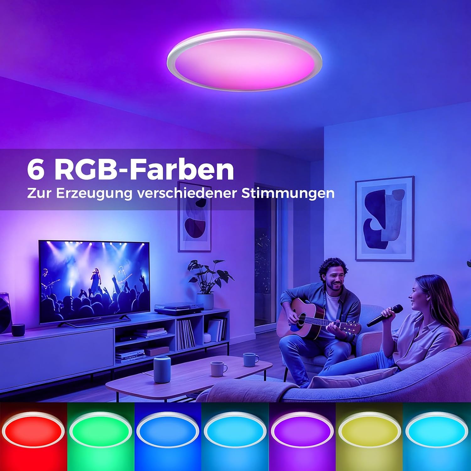 Detalle 2 de zemty LED Deckenleuchte 24 W RGB 30 cm