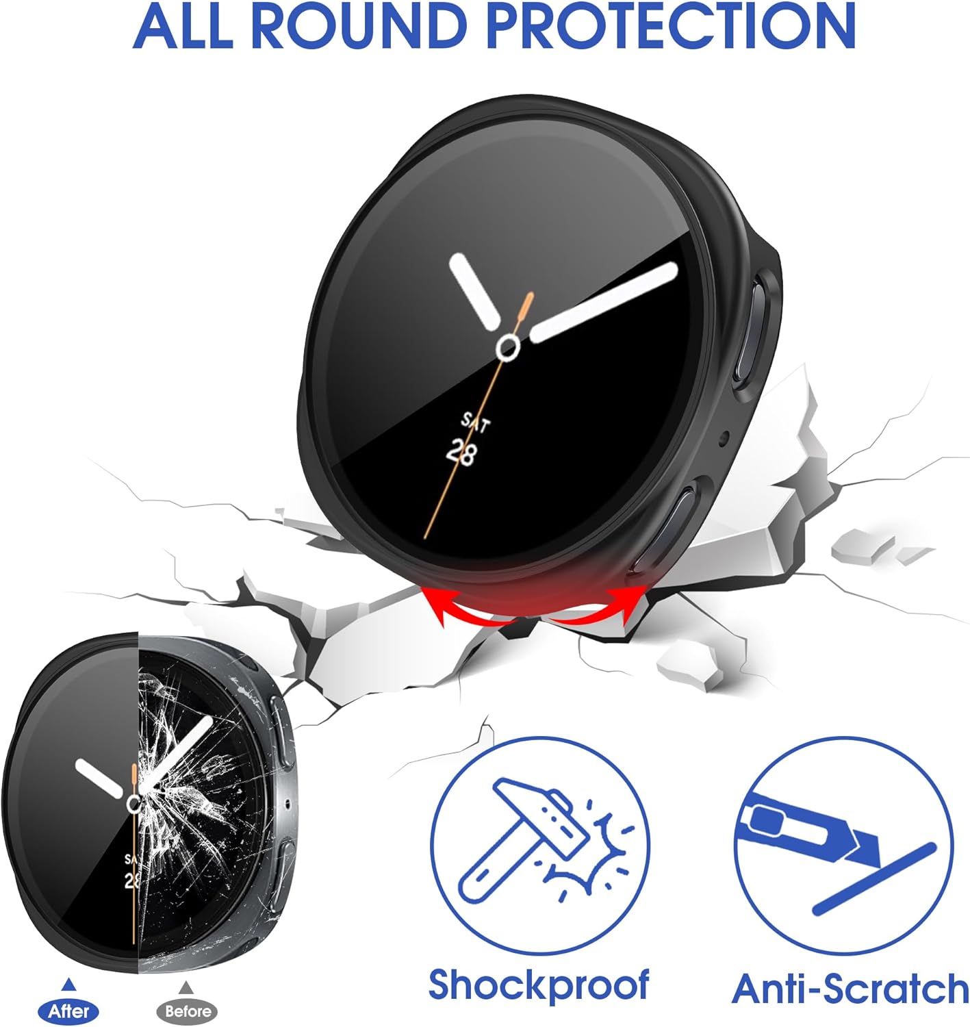 Thumbnail 3 de Tiorecime 8+4 Pack Case for Samsung Galaxy Watch 8 40mm (2025) with Tempered Glass Screen Protector