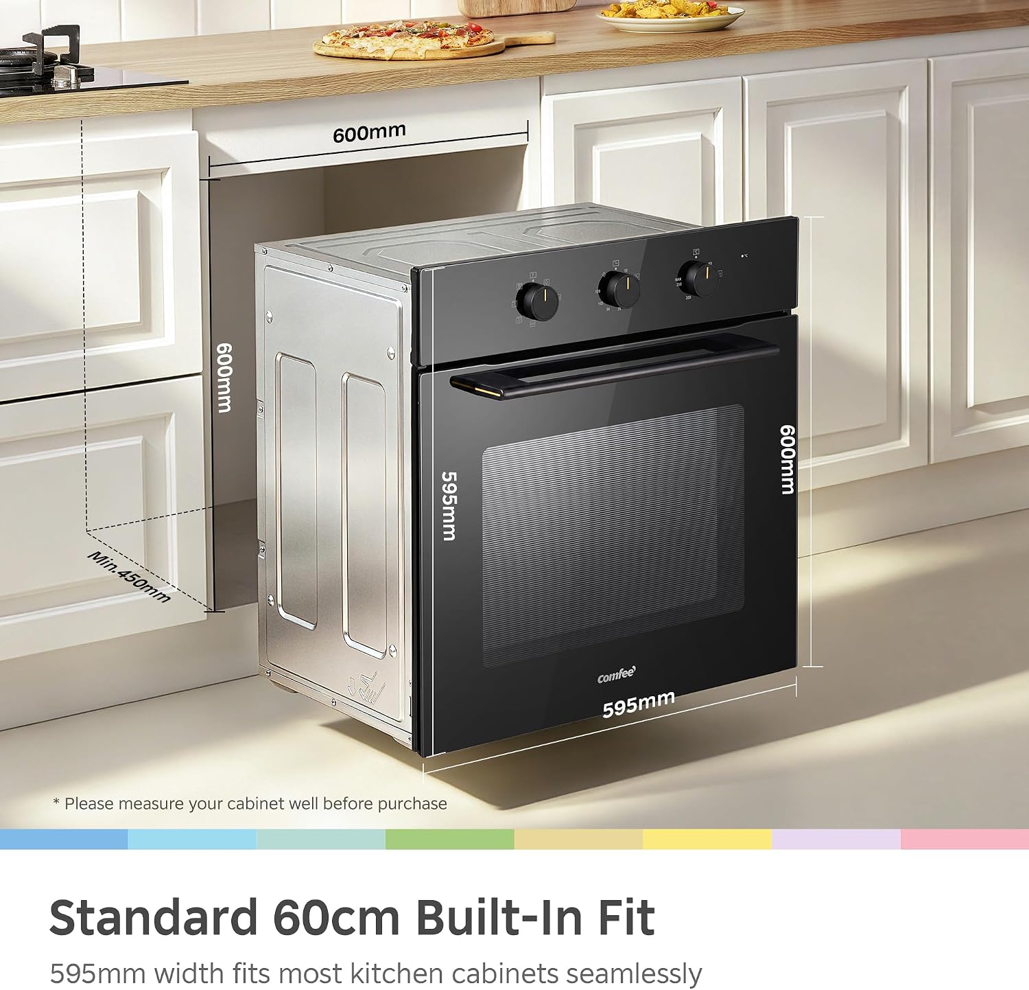 Detalle de COMFEE' CBO60M80M1-BK 60L fan oven