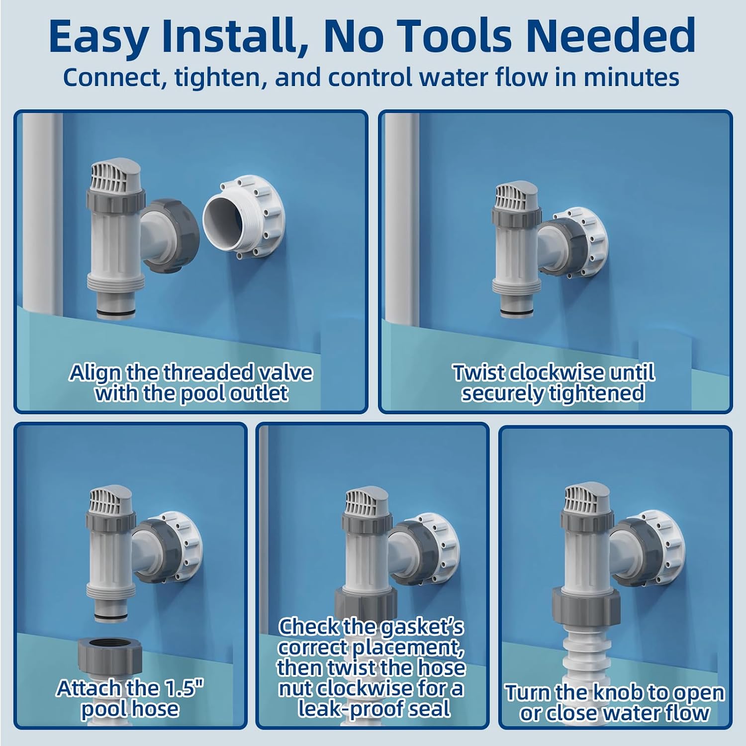 Thumbnail 4 de Plunger Valve for Above-Ground Pools, 1.5-Inch Hoses