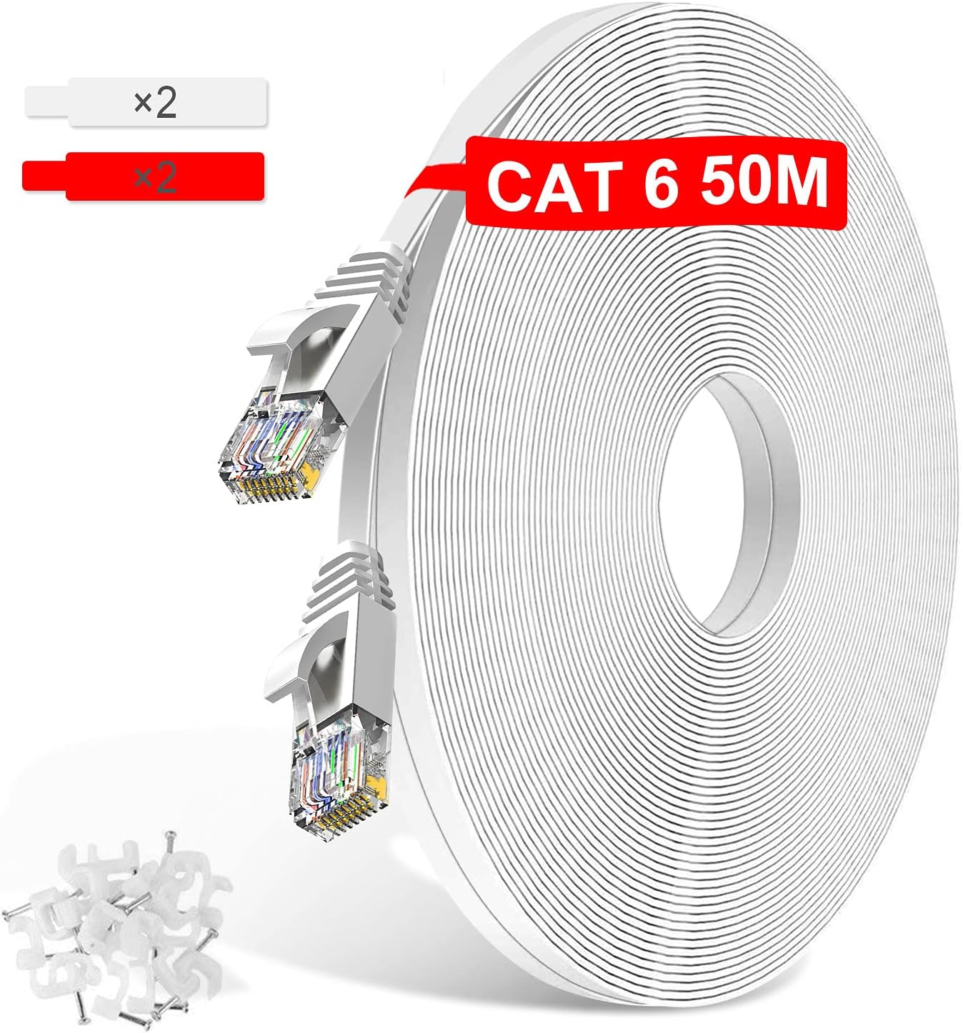 Thumbnail 6 de TBMax Cat6 Netzwerkkabel 30 m – Flaches RJ45 Patchkabel aus Kupfer, kompatibel mit CAT5/5e