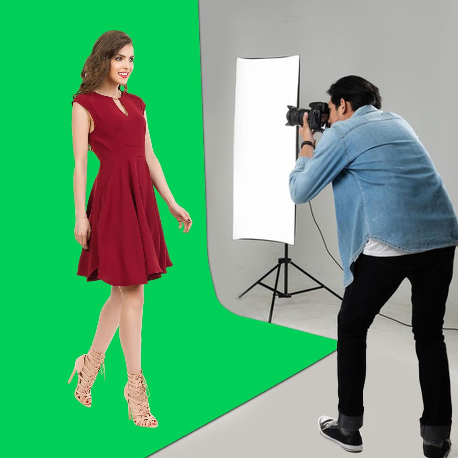 Thumbnail 4 de Grün Fotohintergrund 2m x 2m – faltbarer Greenscreen aus Polyester, waschbar und knitterfrei