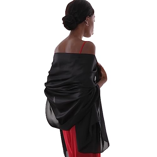 Thumbnail 6 de PIOYMEYA chal negro mujer de fiesta en poliéster ligero tipo pashmina (estola/foulard 180x90 cm)