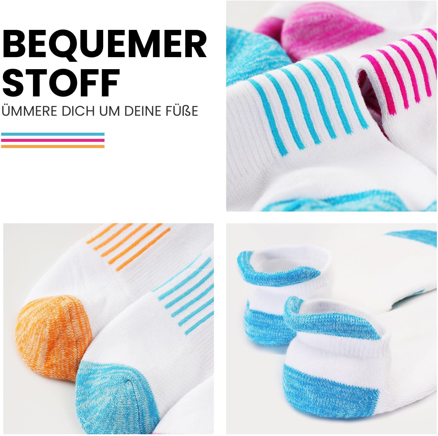 Detalle 2 de Niofind Chaussettes basses femme de sport (6 paires) 35-38/39-42 – coton respirant anti-ampoules