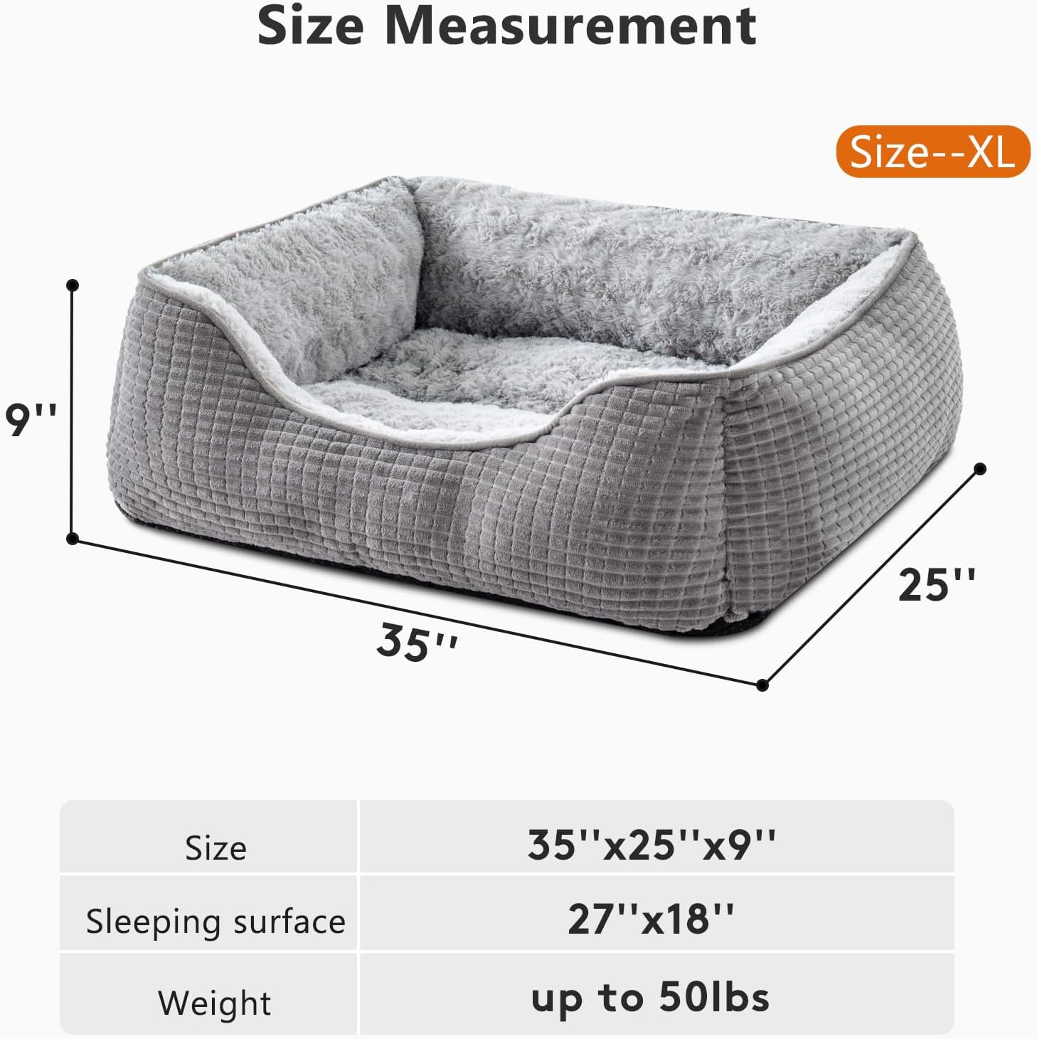 Thumbnail 3 de JOEJOY Extra Large Washable Dog Bed (89×64×23 cm) – Soft Rose Velvet, Low Front Edge & Non-Slip Bottom